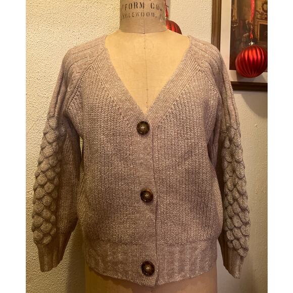 Simplee Boho Button Down V-Neck Raglan Sleeve Sweater Cardigan NWT Size S - Picture 3 of 12